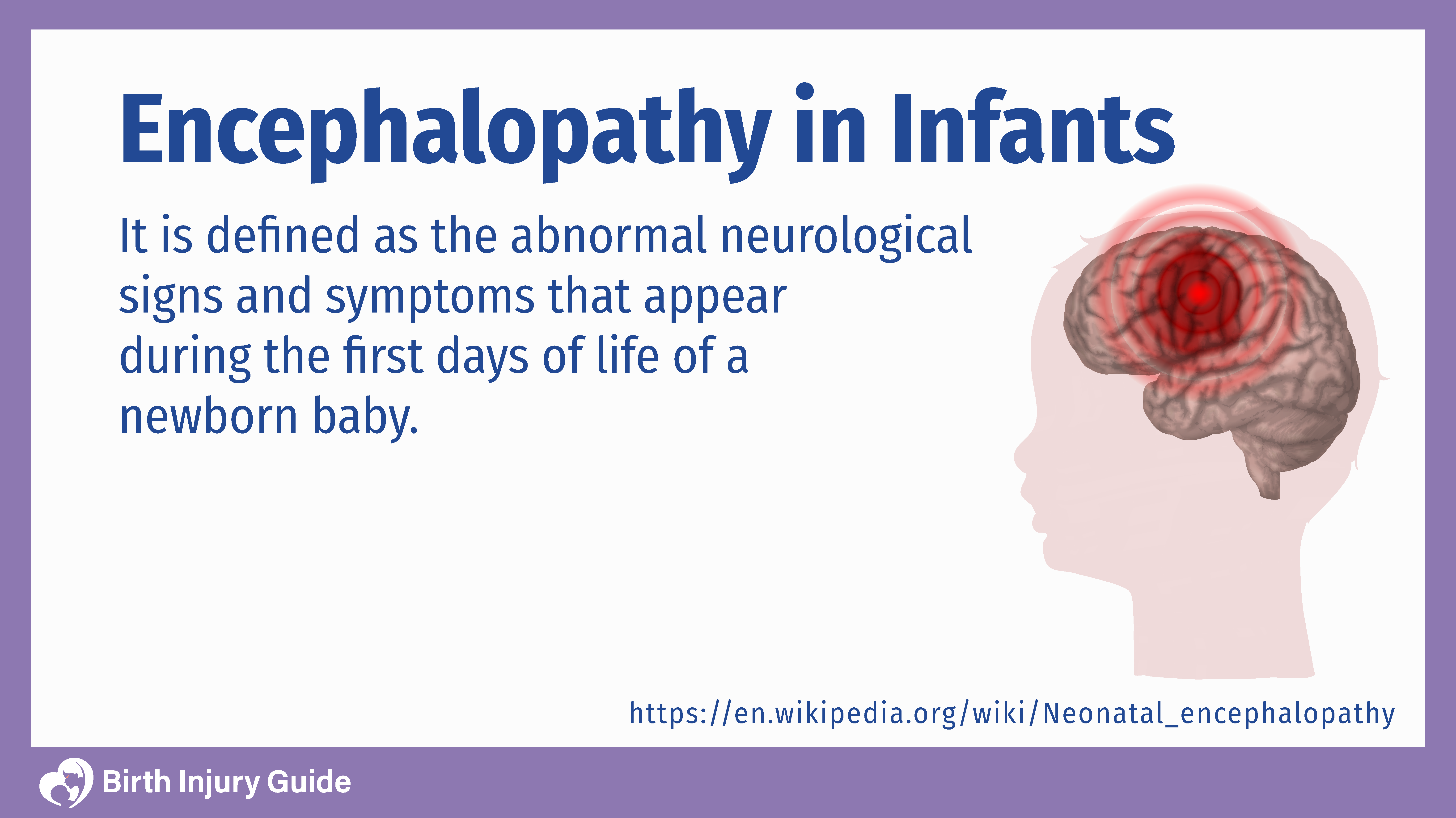 Encephalopathy in infants with image of infant brain injury